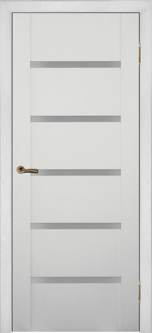 Дверь из шпона дуба и ясеня "Вила 14" белого цвета, остекленная