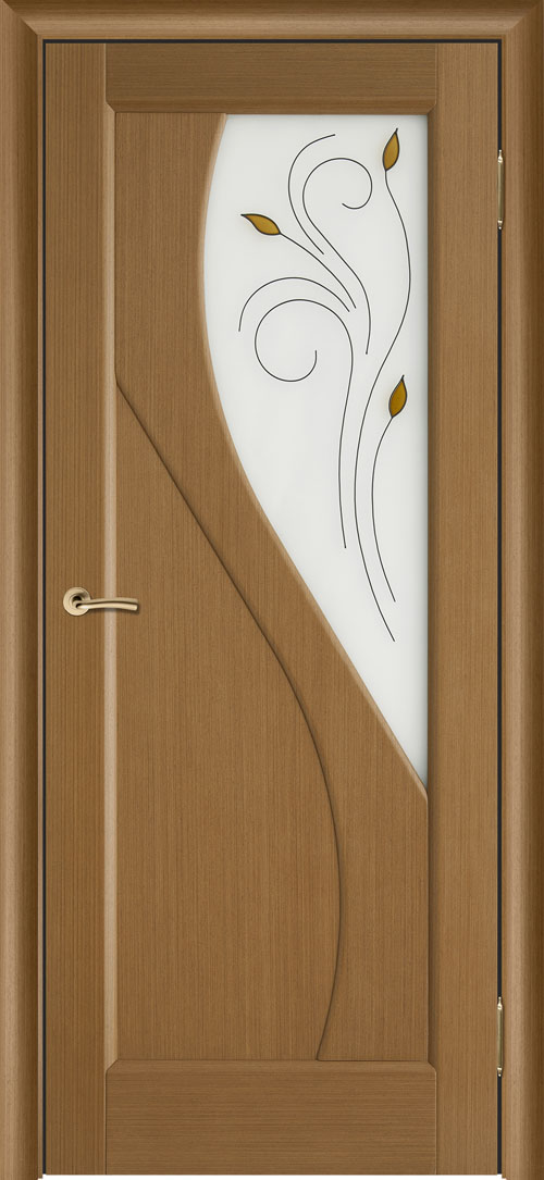 Дверь из массива сосны "Сандро" цвет орех, остекленная