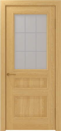 Дверь из шпона дуба и ясеня "Капричо-3" дубового цвета, стекло